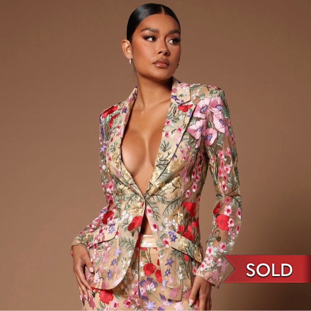 Fashion Nova Erin Embroidered Pant Suit